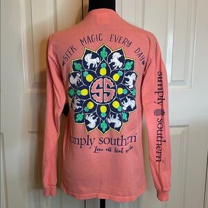 Simply Southern Coral Long Sleeve Ladies Tee - Small